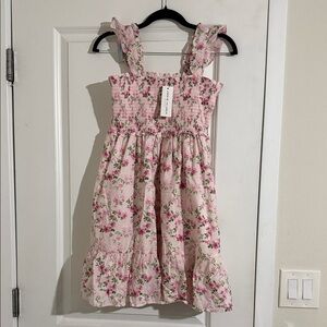NWT Janie and Jack Pink Floral Smocked Ruffle Strap Dress